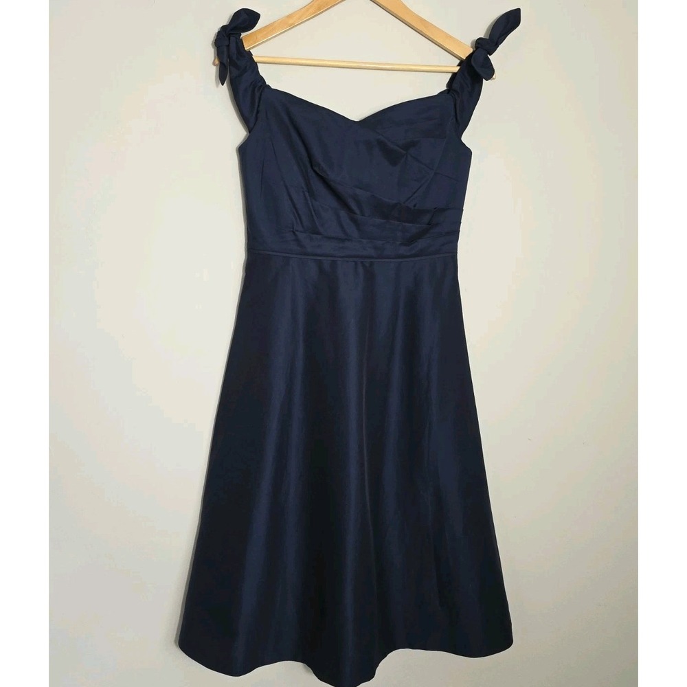 J.Crew Navy Dress Size 4 Silk Blend Corset Fit Flare NWT Elegant - Picture 2 of 11